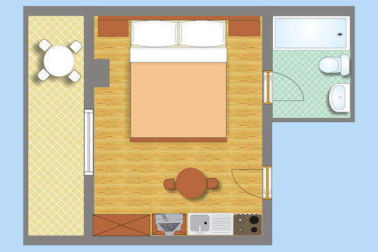 Makarska-Apartmani za 2 osobe-tlocrt apartmana A3